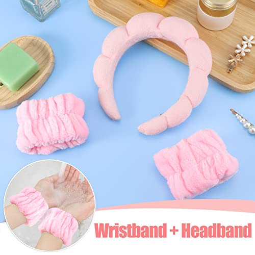 WSICSE Pink Spa Headband & Face Washing Headband Set, Soft & Absorbent
