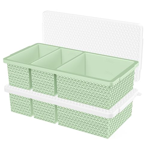 Doasuwish Silicone Freezer Trays with Lid - 2-Pack, 1-Cup & 2-Cup