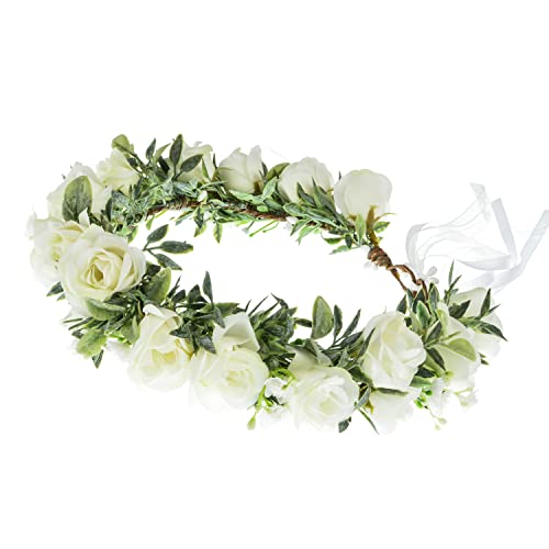 Boho Floral Crown Headband with Ribbon for Weddings & Festivals