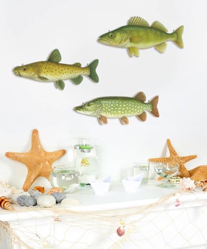 Handcrafted Beach Wall Decor - Set of 3 Rustic Fish Art
