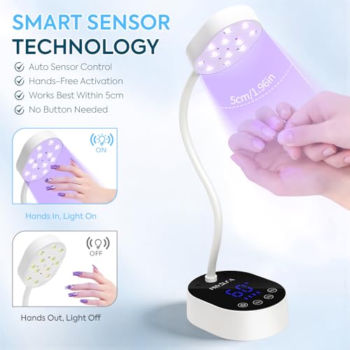 PRYZUNA 36W Gooseneck UV LED Nail Lamp - Portable White Gel Dryer