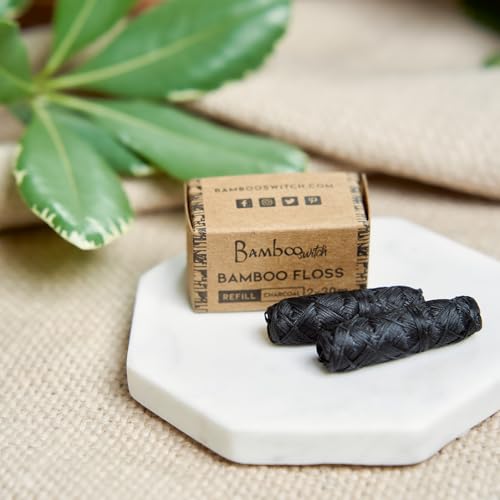 Bamboo Charcoal Dental Floss Refills - Eco-Friendly Vegan Floss, 4 Spools