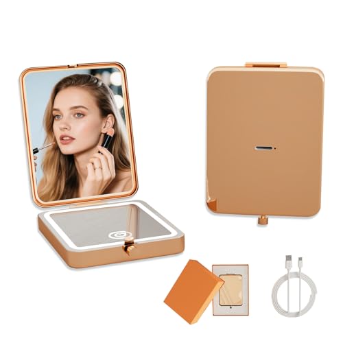PDOZV LED Compact Makeup Mirror, 1x/3x Magnifying Portable Travel Mirror