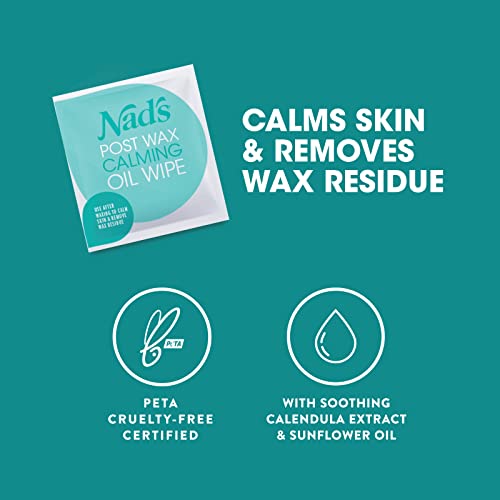Nad's Post-Wax Calming Oil Wipes - Soothing Hair Removal Cleanser (40 Wipes)