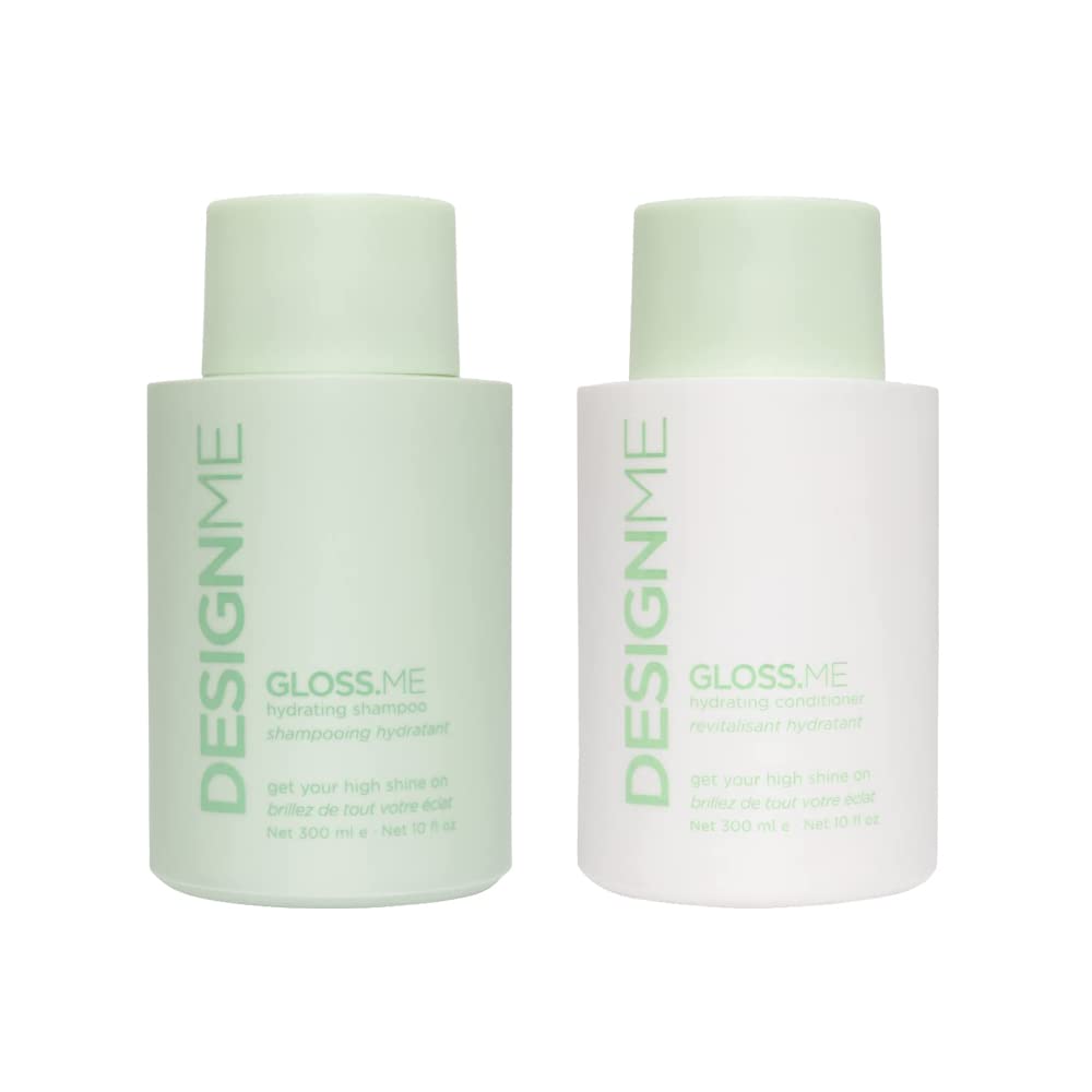 Design.Me GLOSS.ME Moisturizing Shampoo & Conditioner Set - Hydrating Hemp & Argan Oil for Dry, Colored Hair | 10 Fl Oz Each