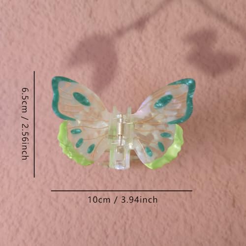Green Acetate Butterfly Hair Claw Clip for Women - Non-Slip Fashion Hair Accessory