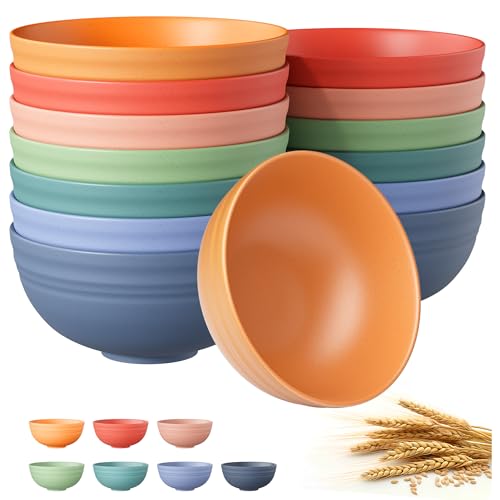 Quatish 14 PCS Lightweight Wheat Straw Cereal Bowls Set