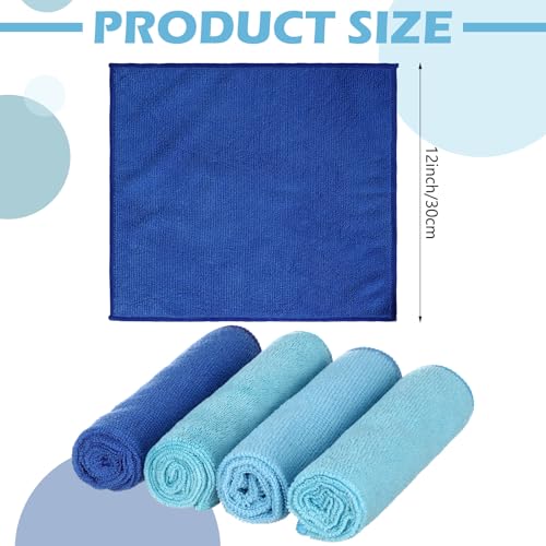 Newwiee 40-Piece Cotton Blend Face Wash Cloths, 12x12 Inch, Blue Series
