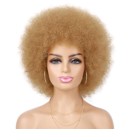 G&T Wig 70s Afro Puff Wig for Black Women - Brown Blonde Natural Looking Cosplay & Party Wig