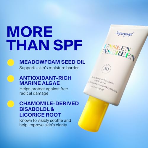 Supergoop! Unseen Sunscreen - Clear & Invisible Face Sunscreen + Broad Spectrum + Makeup-Gripping Primer - Weightless, Scentless, Oil Free - For All Skin Types & Tones