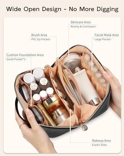 Personalized Black Makeup Bag with Initial 'J' - Travel Cosmetic Organizer