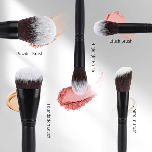 5-Piece Professional Makeup Brush Set - Soft Synthetic Face Brushes