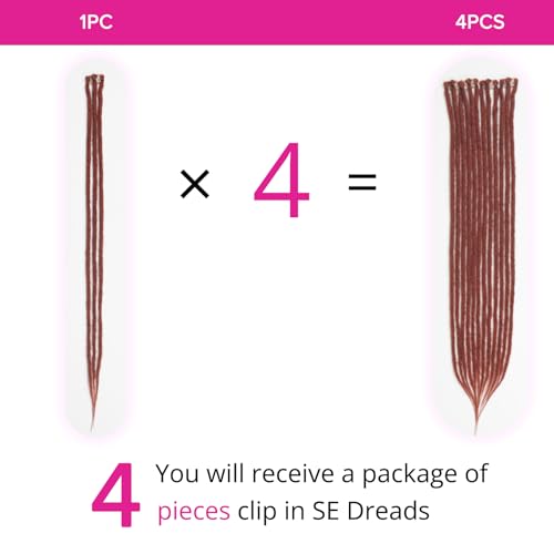 Kyriena Clip-In Dreadlock Extensions, 24" Maroon Red (4PCS)
