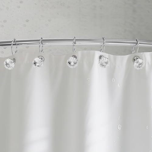 Diamond Shaped Crystal Shower Curtain Hooks - 12PCS Rust Proof