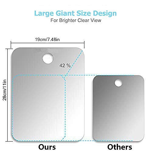 APHUIME Deluxe Large Fogless Shower Mirror, Fogless Shaving Mirror(7.48 in X 11 ?in), Anit-Fog Shaving Mirror with Hook, Fog Free Wall Hanging Makeup Mirror, Anti Fog Shatterproof Mirror in Bathroom
