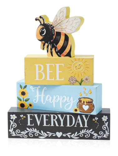Bee Wooden Tabletop Decor - Bee Happy Everyday Sign for Home