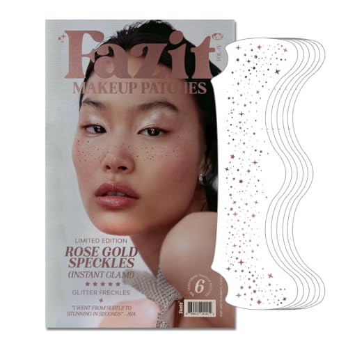 Fazit Rose Gold Glitter Freckle Makeup Patches - 6 Waterproof Temporary Patches for Festivals