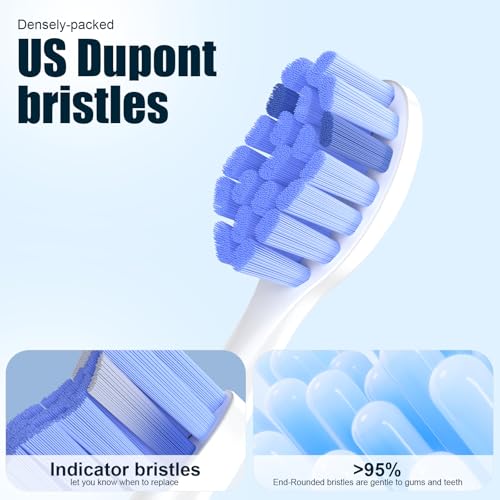 Toptheway Blue 4-Pack Soft Replacement Toothbrush Heads for Philips Sonicare Click-On | Gum Care for Sensitive Teeth G2/C2/C1