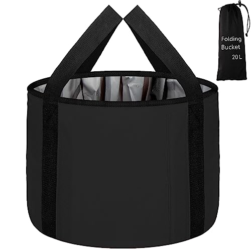 JSVSLTD 20L Collapsible Foot Bath Basin - Portable Foldable Soak Tub Black