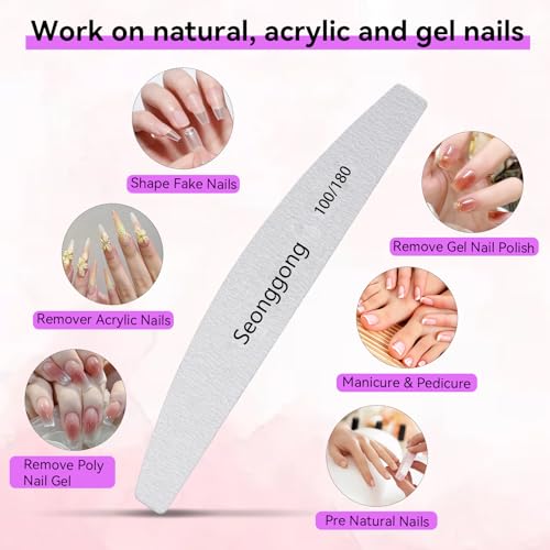 24 PCS Double-Sided Nail Files 100/180 Grit for Manicure & Pedicure