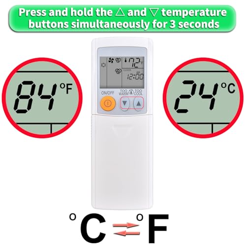 Mitsubishi Mr Slim Mini Split AC Remote Control - Fahrenheit Display