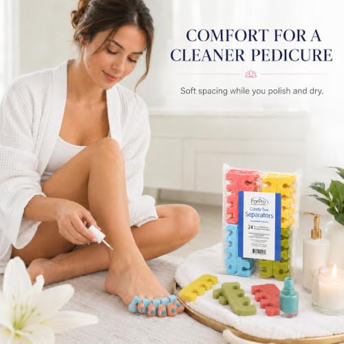 ForPro Comfy Foam Toe Separators - 24 Pairs, Individually Wrapped