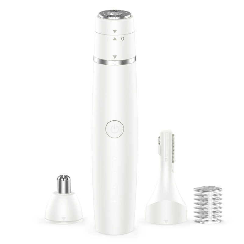 Nose Hair Trimmer for Women & Men, 3-in-1 Facial Hair Remover for Peach Fuzz, Eyebrow Trimmer, Shaper & Shaver, Ear & Face Grooming Kit, USB-C Rechargeable, Painless, Dry Use, Compact & Travel-Ready