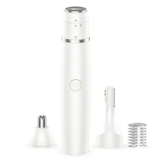 Nose Hair Trimmer for Women & Men, 3-in-1 Facial Hair Remover for Peach Fuzz, Eyebrow Trimmer, Shaper & Shaver, Ear & Face Grooming Kit, USB-C Rechargeable, Painless, Dry Use, Compact & Travel-Ready