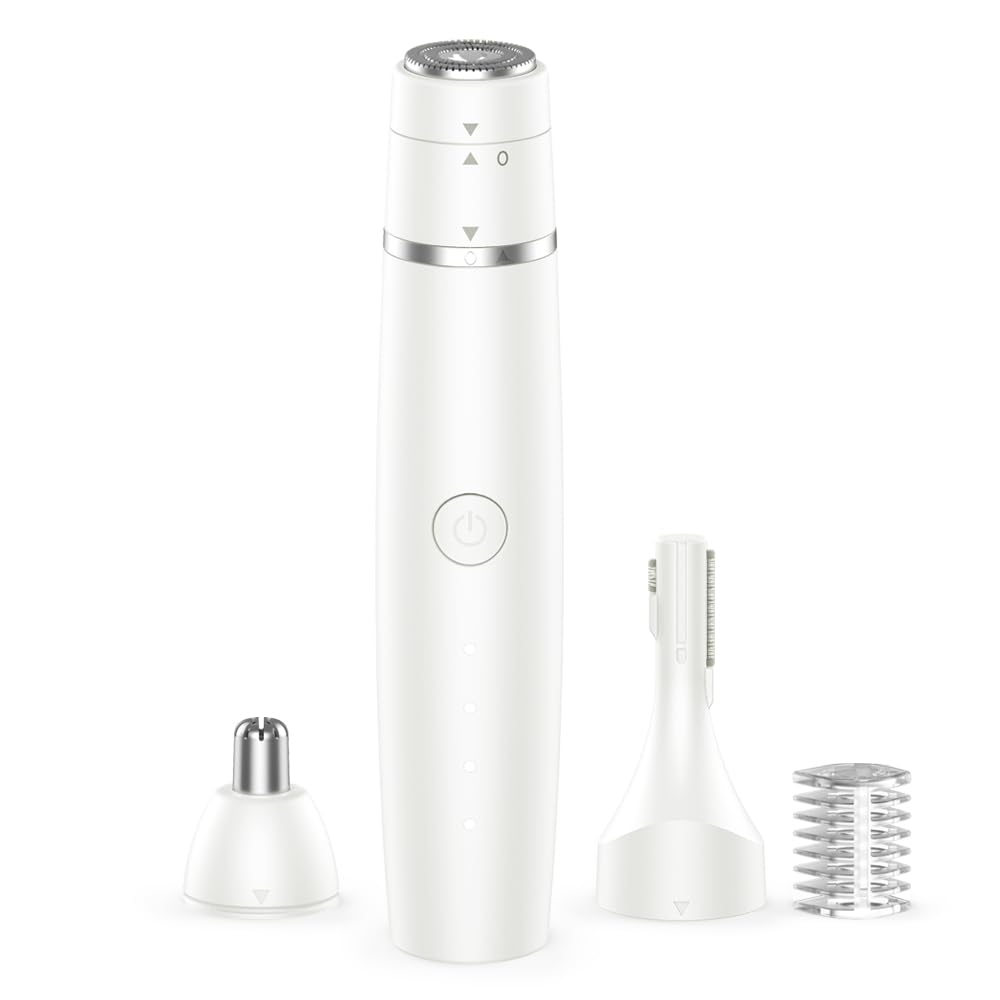 Nose Hair Trimmer for Women & Men, 3-in-1 Facial Hair Remover for Peach Fuzz, Eyebrow Trimmer, Shaper & Shaver, Ear & Face Grooming Kit, USB-C Rechargeable, Painless, Dry Use, Compact & Travel-Ready