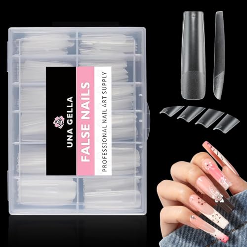 UNA GELLA XXL Clear Long Square Gel Fake Nails - 120pcs Press-On Tips