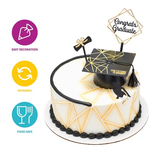 Graduation Cake Topper Set - The Future Is Bright, 4 Pieces