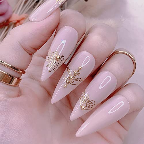 Gold Flower Nail Art Stickers - 12 Styles Self-Adhesive Decals