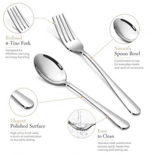 12-Piece Stainless Steel Flatware Set for 6 - Dishwasher Safe Utensils