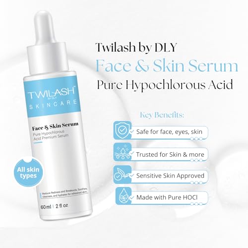 TWILASH Hypochlorous Acid Face Serum 2-Pack with Facial Massager (120ml)
