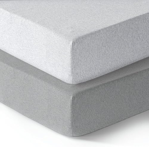 Dreamology Mini Crib Fitted Sheets - 100% Cotton, Soft & Hypoallergenic, 2-Pack, 38x24, Grey