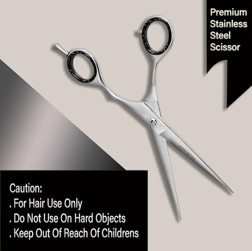 Nekaco 6.5 Inch Silver Hair Cutting Scissors with Adjustable Tension for Salon & Home Use