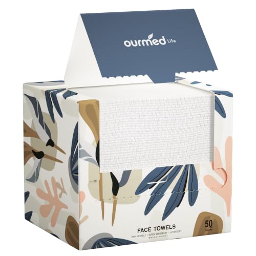 Ourmed Life Disposable Face Towels XL, Ultra Soft & Absorbent, 50