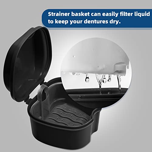 Annhua Denture Cleaning Case with Strainer - Portable Soaking Container