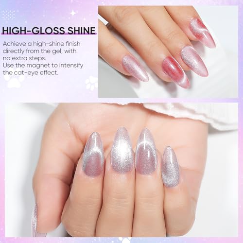 Nicedeco TZ657 6PCS 5ml Transparent Pink Magnetic Cat Eye Gel Polish