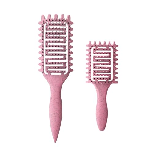Yingbtr 2Pcs Pink Curl Defining Hair Brushes Vented Detangling Curly Hair Styling Tool