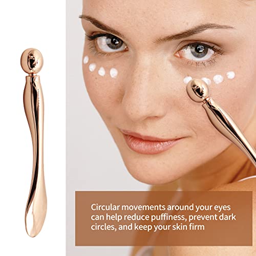 Metal Eye Cream Applicator & Face Roller Massager Set - Gold