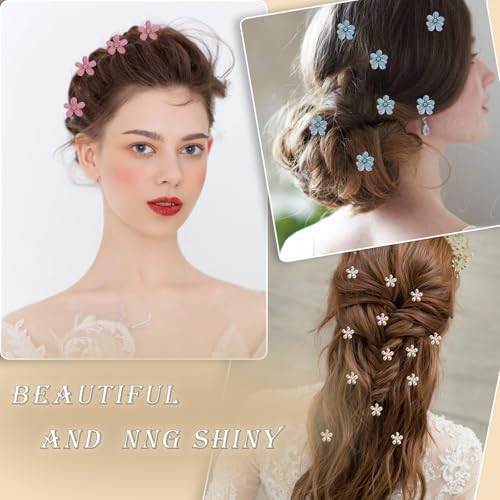Mini Pearl Claw Clips - 10 Pack, Flower Design Hair Accessories