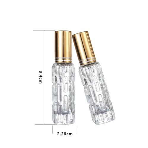 AGENIZ 15ML Gold Glass Refillable Perfume Atomizer Set - 8 Portable Spray Bottles