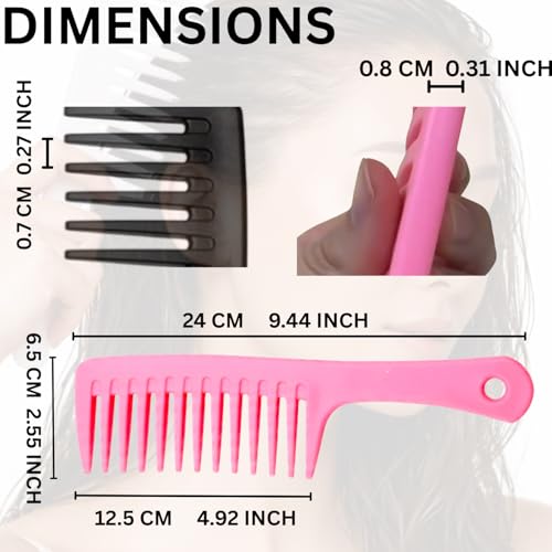 RAKLOS Wide Tooth Detangling Comb for Curly & Wet Hair - Pink