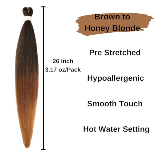 Leticia 26 Inch Pre-Stretched Knotless Boho Braiding Hair Ombre 1B/30/27 Pack of 5 Black Brown