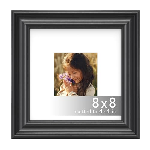 8x8 Vintage Wooden Photo Frame for Horizontal & Vertical Display