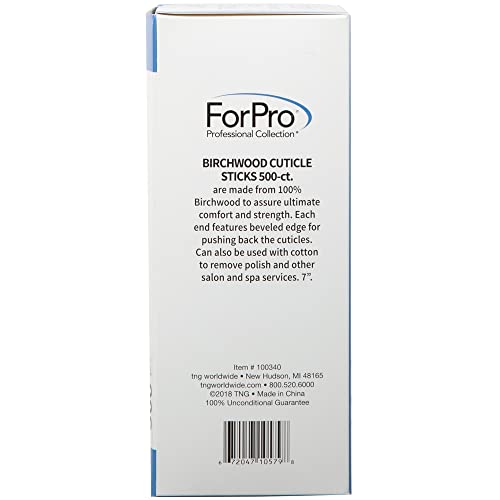 ForPro Birchwood Cuticle Sticks 7” 500-Count Double-Sided Pusher for Manicures & Pedicures