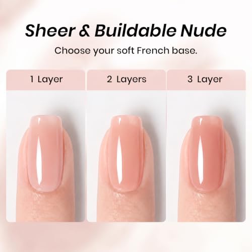 Beetles French Tip Gel Polish Set - Nude Pink & White Manicure Kit