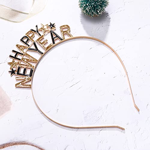 Happy New Year Crystal Reindeer Headband for Women & Girls - Holiday Party Gift