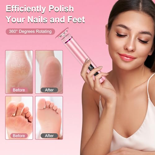 Pink KOKABI 2-in-1 Electric Foot Callus Remover with 7 Speeds & Rechargeable Battery